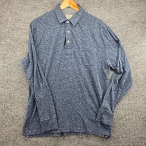 Faherty Brand Mens Long Sleeve Polo Shirt Heathered‎ Blue Size L